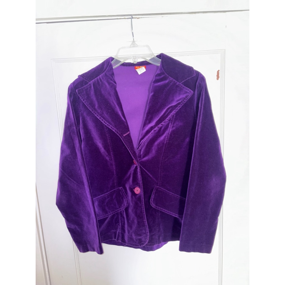90s purple velvet cotton blazer coat by Lip Gloss size small